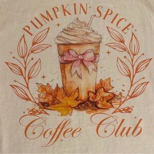 Pumpkin Spice Coffee Club Graphic Tee Boutique NWT XL